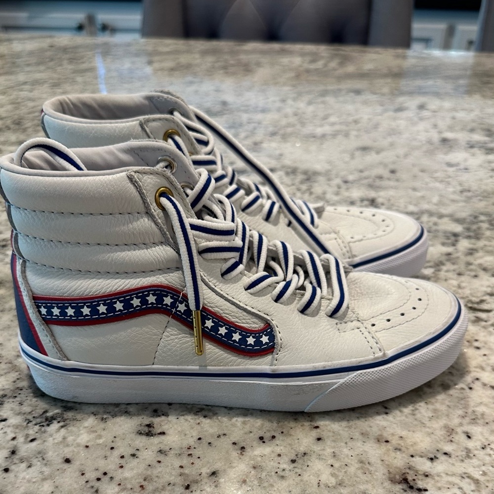 Vans Sk8-Hi Americana True White Racing Red Men’s size 4, Women’s size 5.5